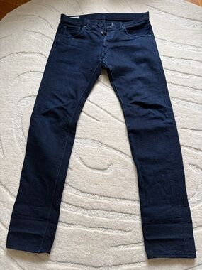 Tanuki Jeans Mens 32x34 Blue Selvedge Tapered  ID1129T Japan Denim Dark Wash